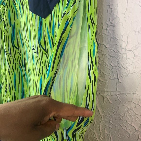 Lilly Pulitzer 100% Silk Seamus Tunic Green Blue 0 Long Sleeve Top Cover-Up - Picture 8 of 15